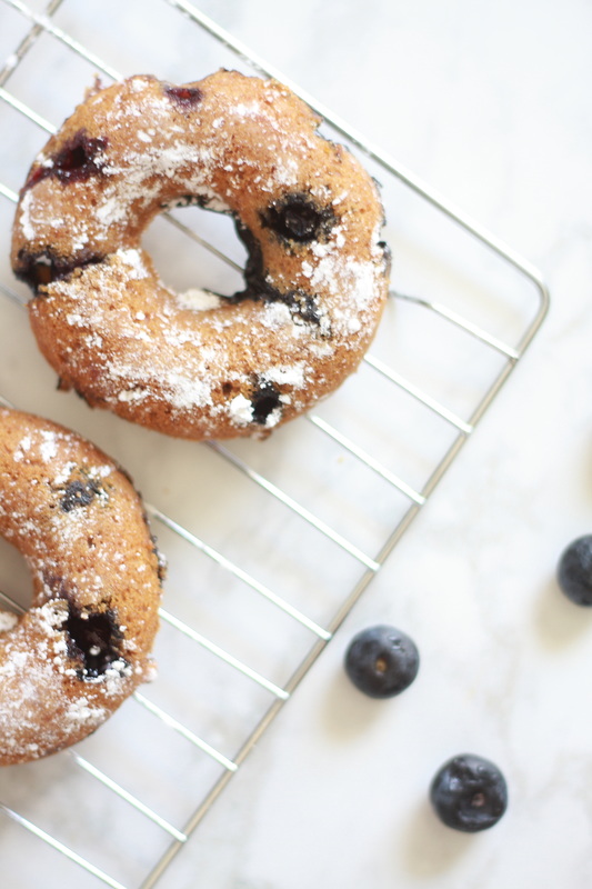 Gluten Free Powdered Blueberry Donuts | Nosh and Nurture